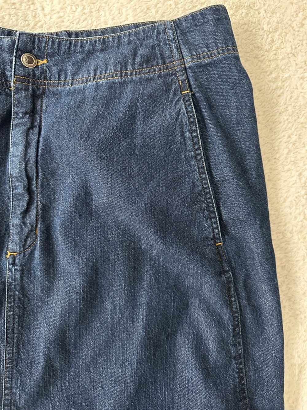 Eddie Bauer Y2K Women’s Denim Maxi Skirt Flap Pockets 100% Cotton Size 12 - Picture 10 of 14